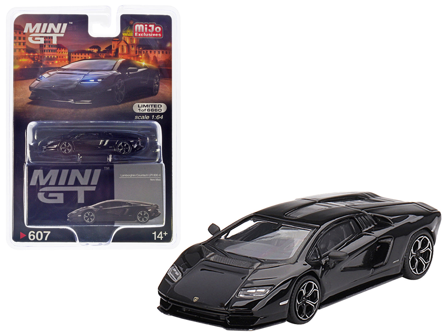 Lamborghini Countach LPI 800-4 Nero Maia Black Limited Edition to 6660 pieces Worldwide 1/64 Diecast Model Car by Mini GT