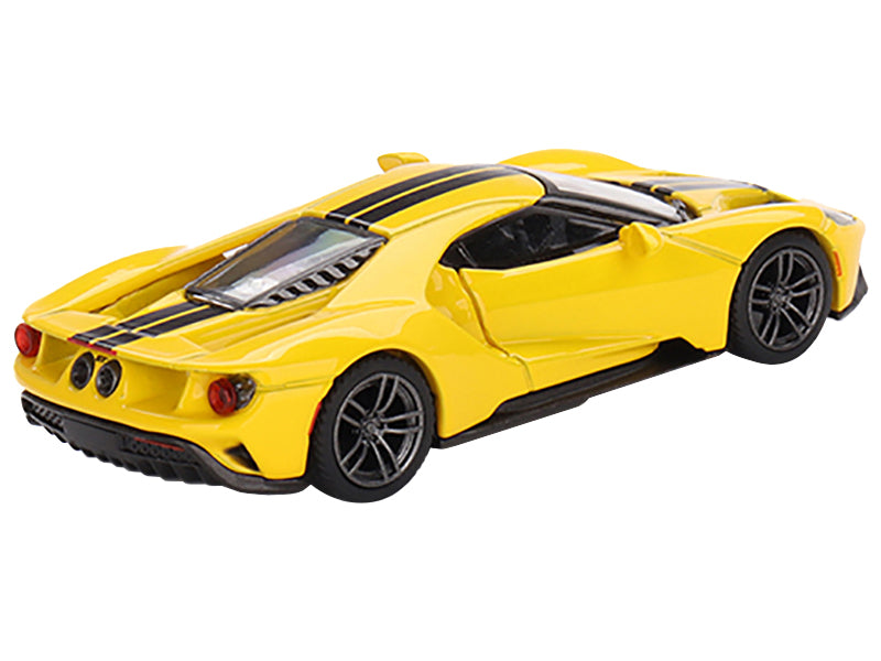 Ford GT Triple Yellow with Black Stripes Limited Edition to 1800 pieces Worldwide 1/64 Diecast Model Car by Mini GT