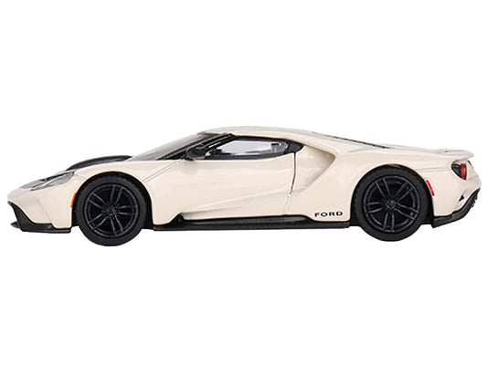 Ford GT "1964 Prototype Heritage Edition" Wimbledon White with Black Hood and Stripe Limited Edition to 2400 pieces Worldwide 1/64 Diecast Model Car by Mini GT