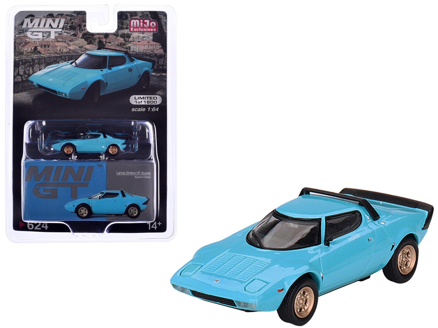 Lancia Stratos HF Stradale Azzuro Chiaro Blue Limited Edition to 1800 pieces Worldwide 1/64 Diecast Model Car by Mini GT