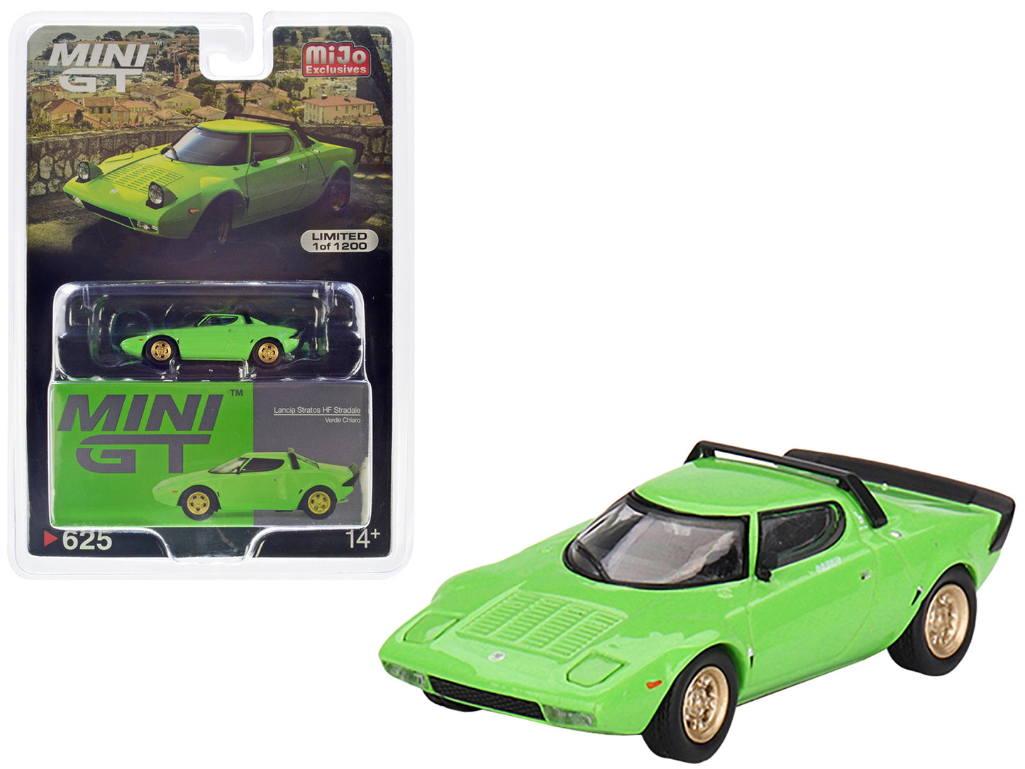 Lancia Stratos HF Stradale Verde Chiaro Green Limited Edition to 1200 pieces Worldwide 1/64 Diecast Model Car by Mini GT