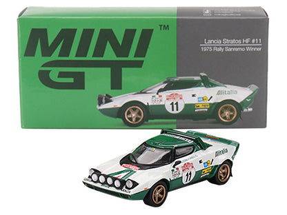 Lancia Stratos HF #11 Bjorn Waldegard - Hans Thorszelius Winner "Rally Sanremo" (1975) Limited Edition to 2400 pieces Worldwide 1/64 Diecast Model Car by Mini GT