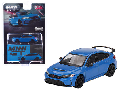 2023 Honda Civic Type R Boost Blue Pearl Limited Edition to 2400 pieces Worldwide 1/64 Diecast Model Car by Mini GT