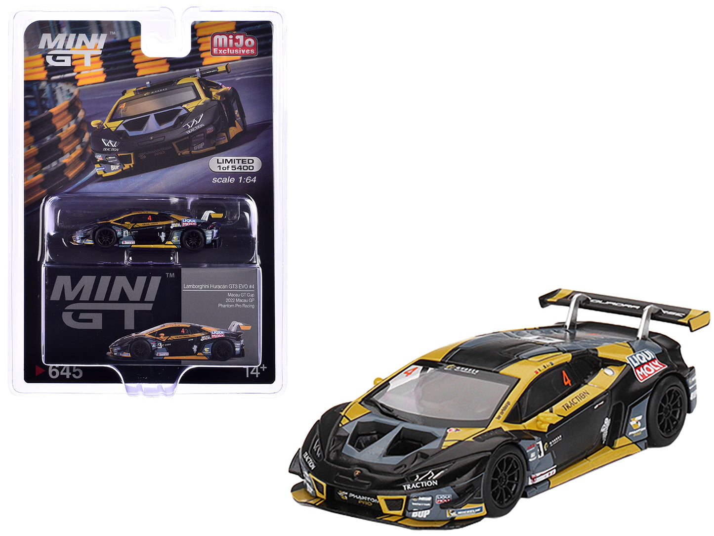 Lamborghini Huracan GT3 EVO #4 Kang Ling "Phantom Pro Racing" 3rd Place "Macau GP-Macau GT Cup" (2022) Limited Edition to 5400 pieces Worldwide 1/64 Diecast Model Car by Mini GT