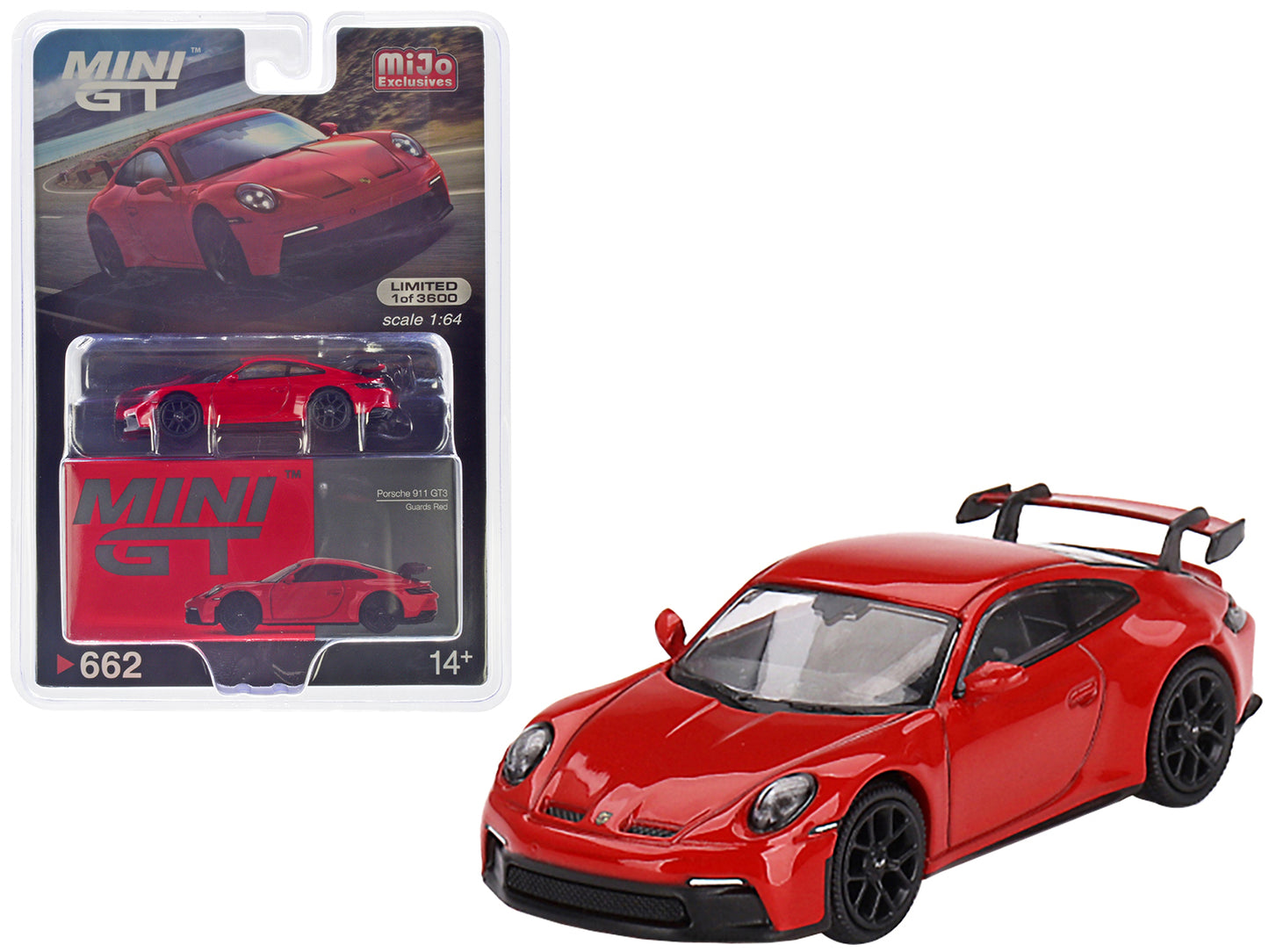 Porsche 911 (992) GT3 Guards Red Limited Edition to 3600 pieces Worldwide 1/64 Diecast Model Car by Mini GT