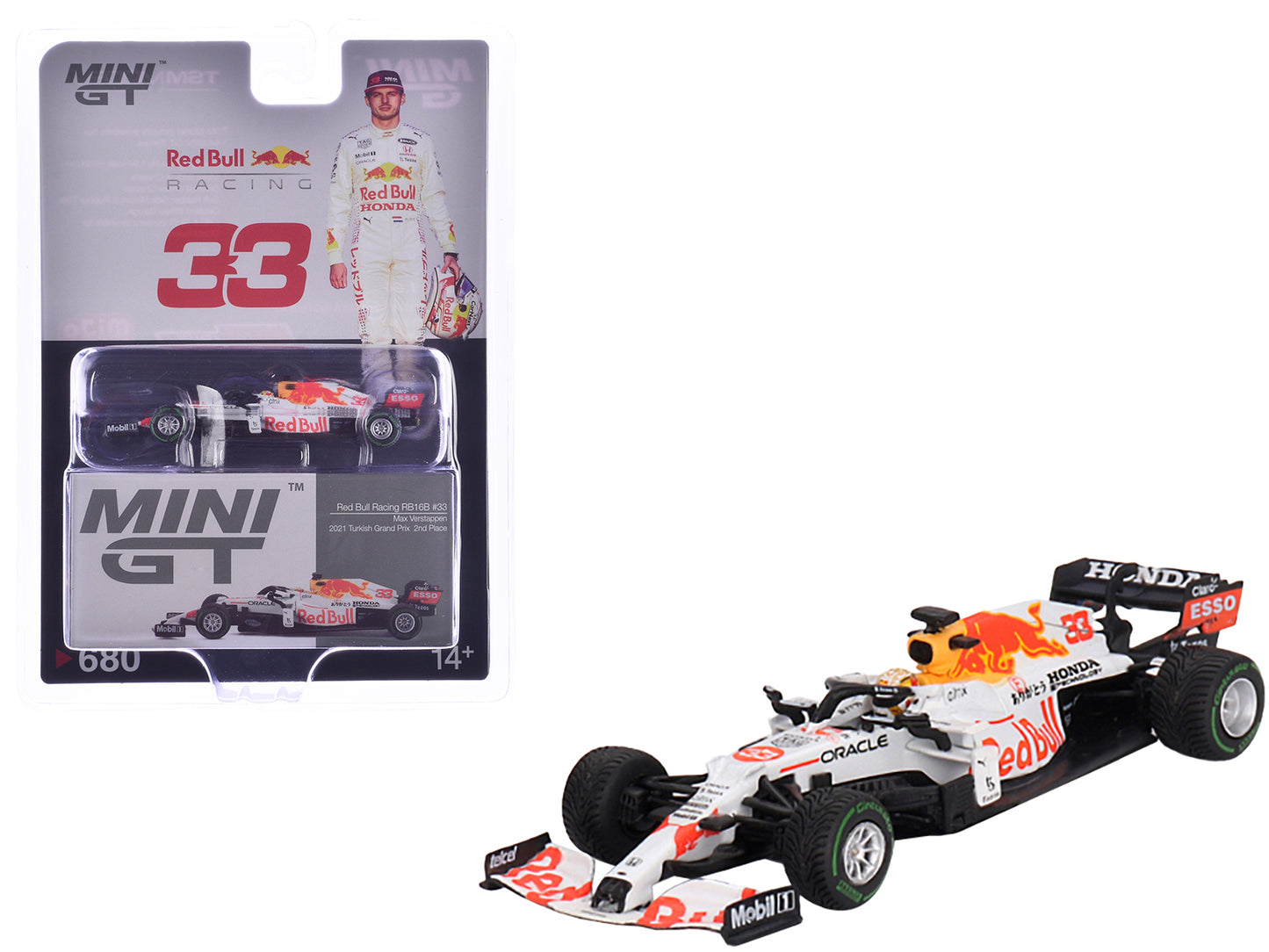 Red Bull Racing RB16B #33 Max Verstappen "Oracle-Honda" 2nd Place Formula One F1 "Turkish GP" (2021) Limited Edition 1/64 Diecast Model Car by Mini GT