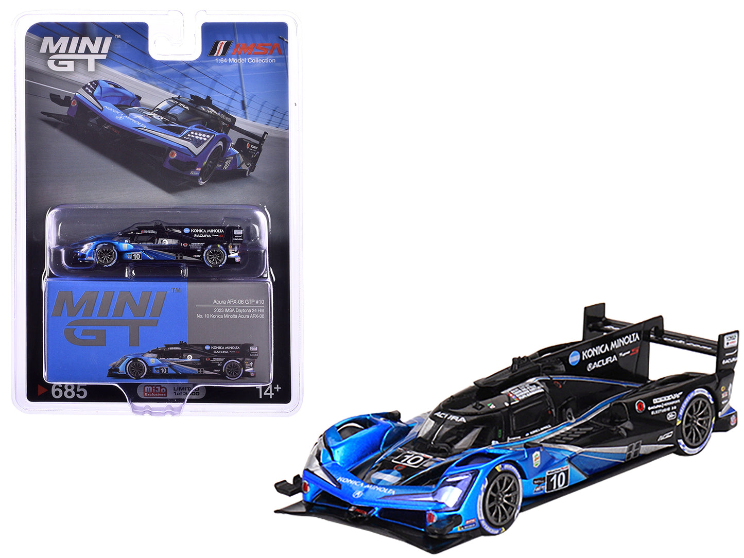 Acura ARX-06 #10 Filipe Albuquerque - Louis Deletraz - Brendon Hartley - Ricky Taylor "Wayne Taylor Racing with Andretti Autosport" IMSA GTP 2nd Place "24 Hours of Daytona" (2023) Limited Edition 1/64 Diecast Model Car by Mini GT