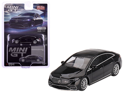 Mercedes-Benz EQS 580 4MATIC Black Limited Edition to 2400 pieces Worldwide 1/64 Diecast Model Car by Mini GT