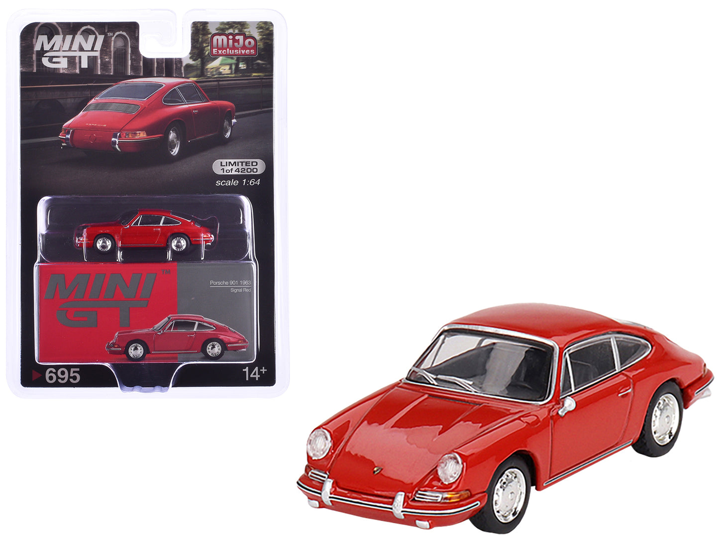 1963 Porsche 901 Signal Red Limited Edition to 4200 pieces Worldwide 1/64 Diecast Model Car by Mini GT