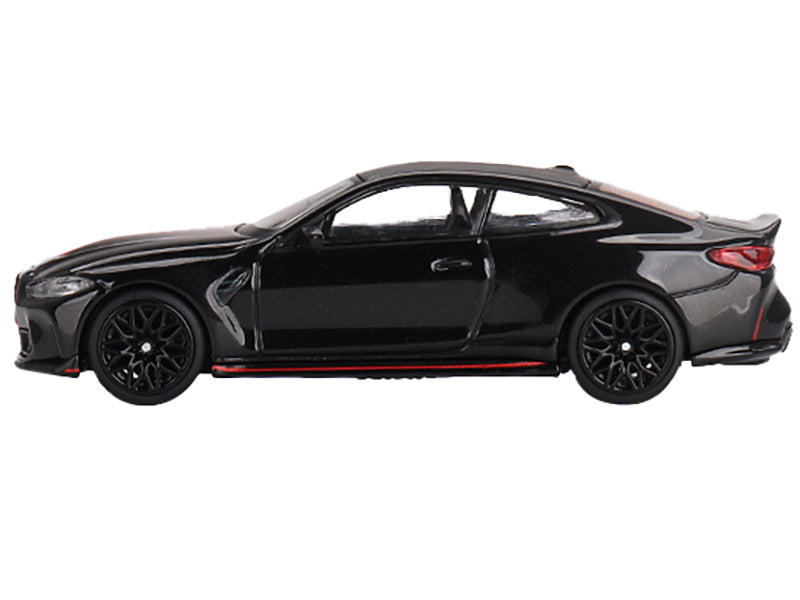 BMW M4 CSL Black Sapphire with Carbon Top and Red Stripes Limited Edition to 2760 pieces Worldwide 1/64 Diecast Model Car by Mini GT