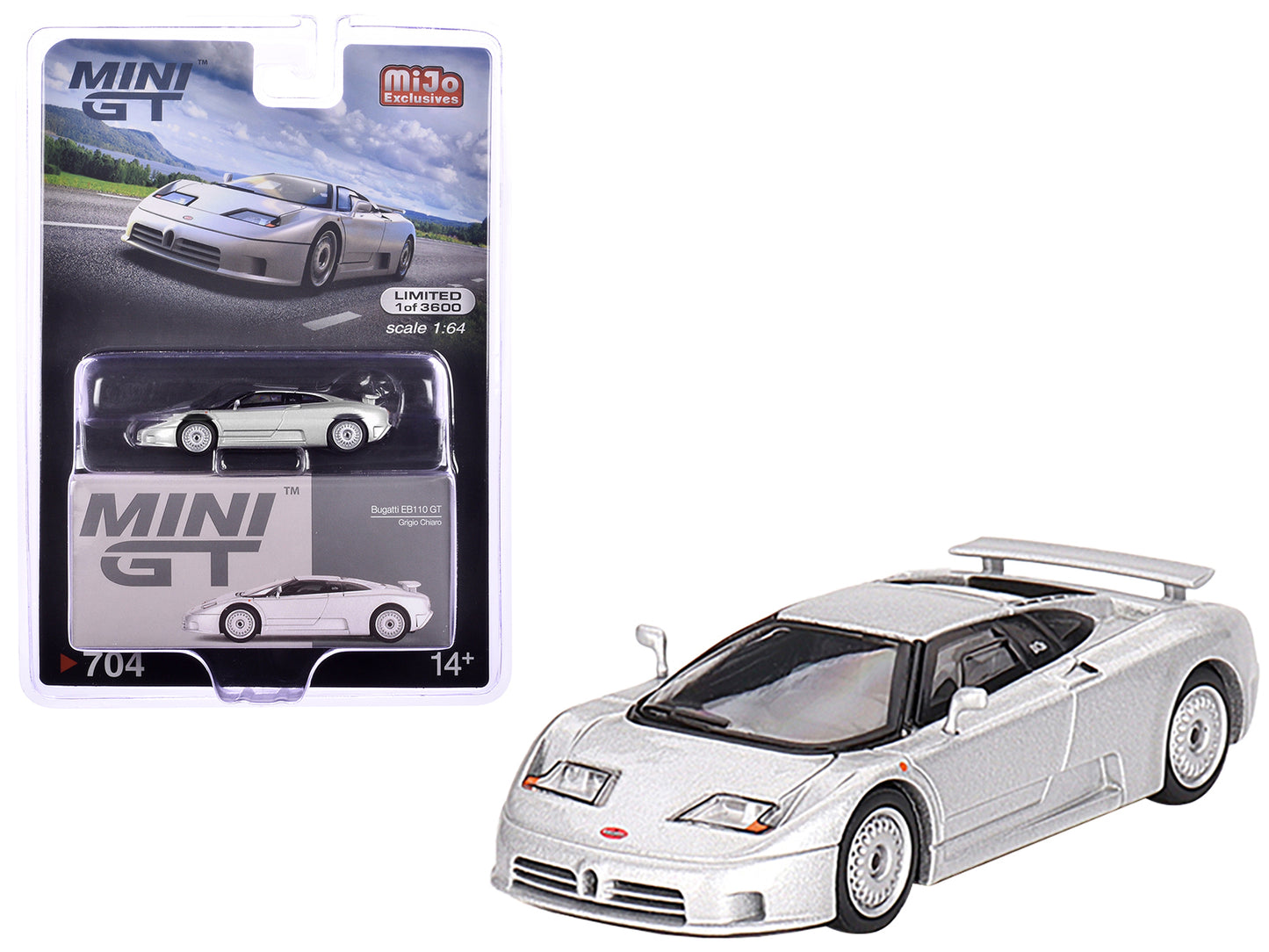 Bugatti EB110 GT Grigio Chiaro Silver Metallic Limited Edition to 3600 pieces Worldwide 1/64 Diecast Model Car by Mini GT