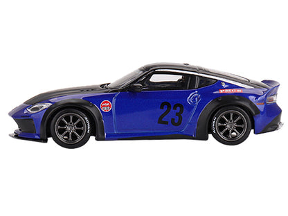 Nissan Z "LB Nation Works" #23 Seiran Blue Metallic with Black Hood and Top Limited Edition to 6000 pieces Worldwide 1/64 Diecast Model Car by Mini GT