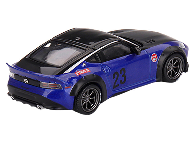 Nissan Z "LB Nation Works" #23 Seiran Blue Metallic with Black Hood and Top Limited Edition to 6000 pieces Worldwide 1/64 Diecast Model Car by Mini GT