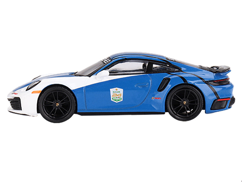 Porsche 911 Turbo S Blue and White "Safety Car - IMSA 24 Hours of Daytona" (2023) Limited Edition to 5520 pieces Worldwide 1/64 Diecast Model Car by Mini GT