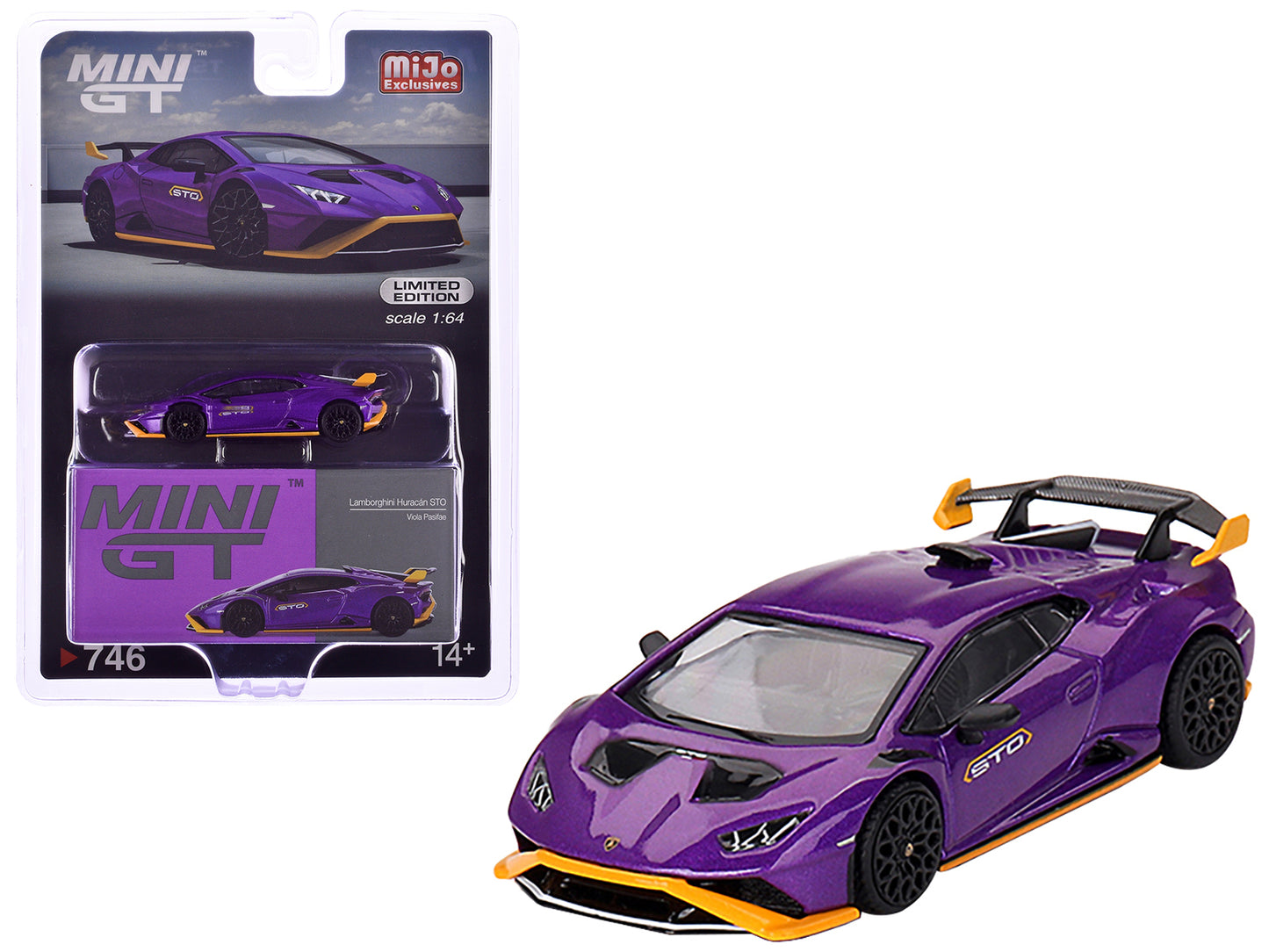 Lamborghini Huracan STO Viola Pasifae Purple Metallic Limited Edition 1/64 Diecast Model Car by Mini GT