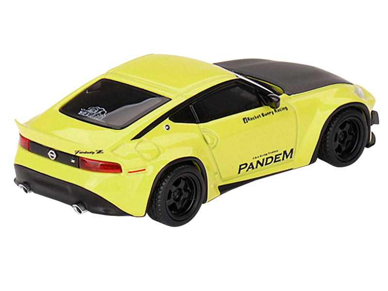 Nissan Z "Pandem" Ikazuchi Yellow with Carbon Hood Limited Edition to 4800 pieces Worldwide 1/64 Diecast Model Car by Mini GT