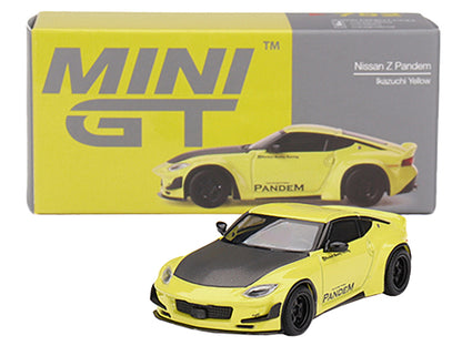 Nissan Z "Pandem" Ikazuchi Yellow with Carbon Hood Limited Edition to 4800 pieces Worldwide 1/64 Diecast Model Car by Mini GT