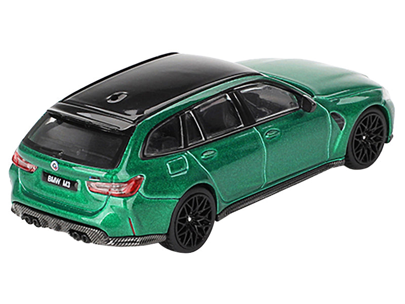 BMW M3 Competition Touring Isle of Man Green Metallic with Black Top Limited Edition to 3600 pieces Worldwide 1/64 Diecast Model Car by Mini GT