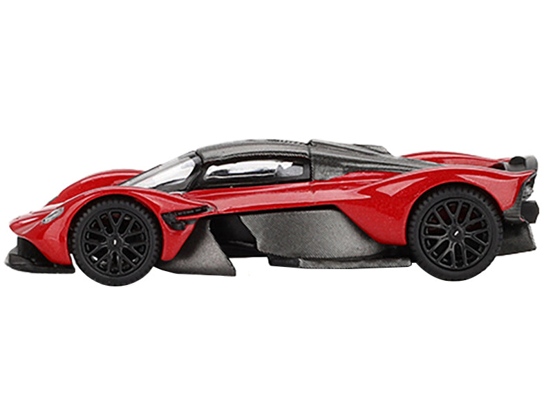 Aston Martin Valkyrie Hyper Red with Carbon Top Limited Edition to 3960 pieces Worldwide 1/64 Diecast Model Car by Mini GT