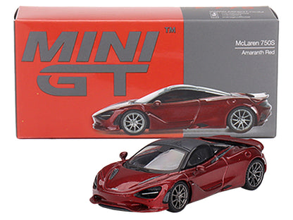 McLaren 750S Amaranth Red Metallic with Black Top Limited Edition to 5040 pieces Worldwide 1/64 Diecast Model Car by Mini GT