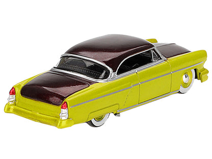 1954 Lincoln Capri Hot Rod Lime Yellow Metallic and Brown Metallic Limited Edition 1/64 Diecast Model Car by Mini GT