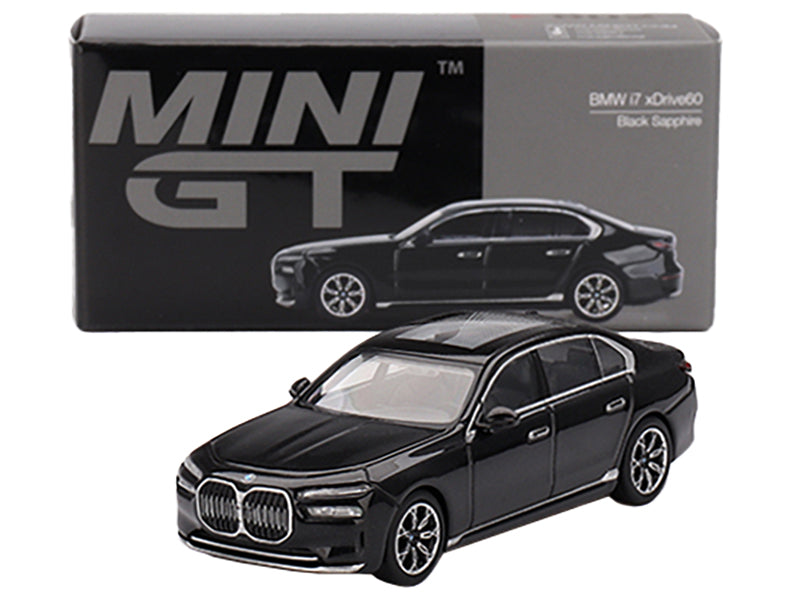 BMW i7 xDrive60 Black Sapphire Limited Edition 1/64 Diecast Model Car by Mini GT