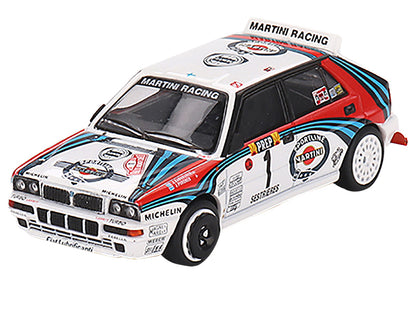 Lancia Delta HF Integrale Evoluzione "Martini Racing - 1992 Rally MonteCarlo" 4 Piece Set 1/64 Diecast Models by Mini GT