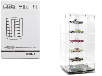 Showcase 24 Car Display Desktop Spinner with Cover "Mijo Exclusives" for 1/64 Scale Models