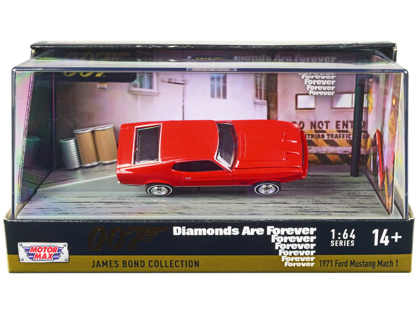 1971 Ford Mustang Mach 1 Red James Bond 007 "Diamonds are Forever" (1971) Movie with Display 1/64 Diecast Model Car by Motormax