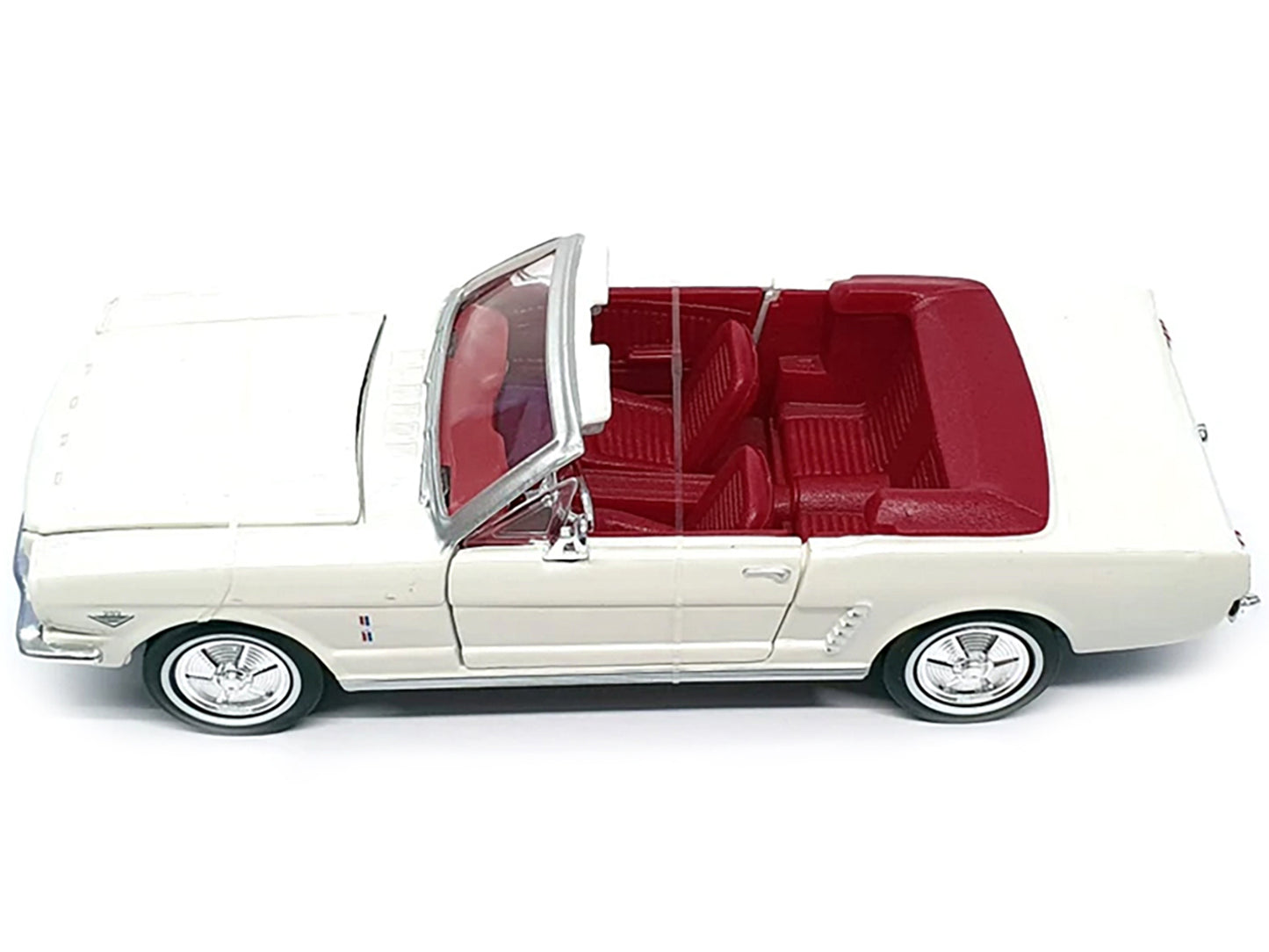 1964 1/2 Ford Mustang Convertible White with Red Interior James Bond 007 "Goldfinger" (1964) Movie "James Bond Collection" Series 1/24 Diecast Model Car by Motormax