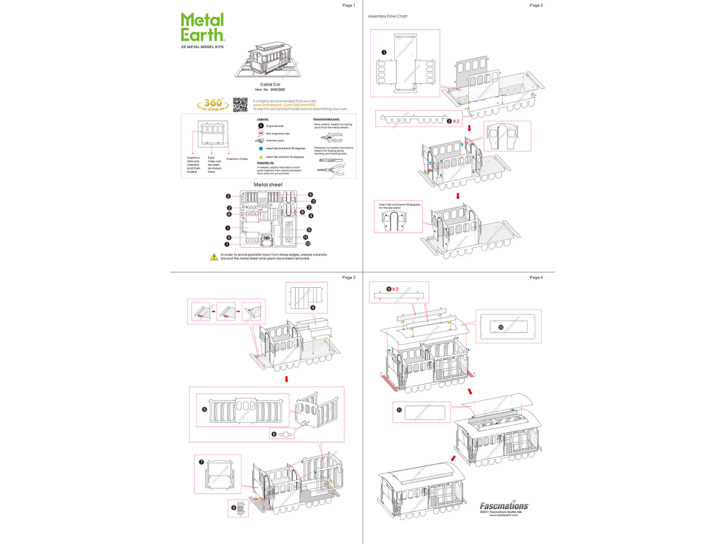 Model Kit San Francisco Cable Car "Powel & Mason St" (Easy Difficulty) Steel Model by Metal Earth