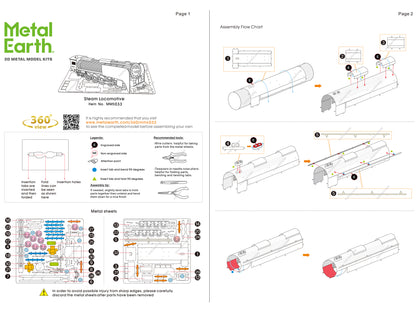 Model Kit Steam Locomotive #844 (Moderate Difficulty) Steel Model by Metal Earth