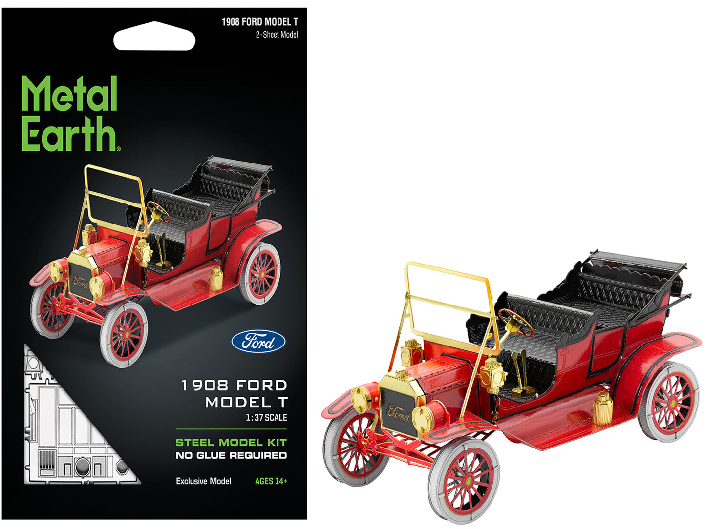 Model Kit 1908 Ford Model T Red (Moderate Difficulty) Steel Model by Metal Earth