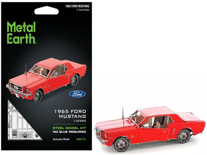 Model Kit 1965 Ford Mustang Red (Moderate Difficulty) Steel Model by Metal Earth