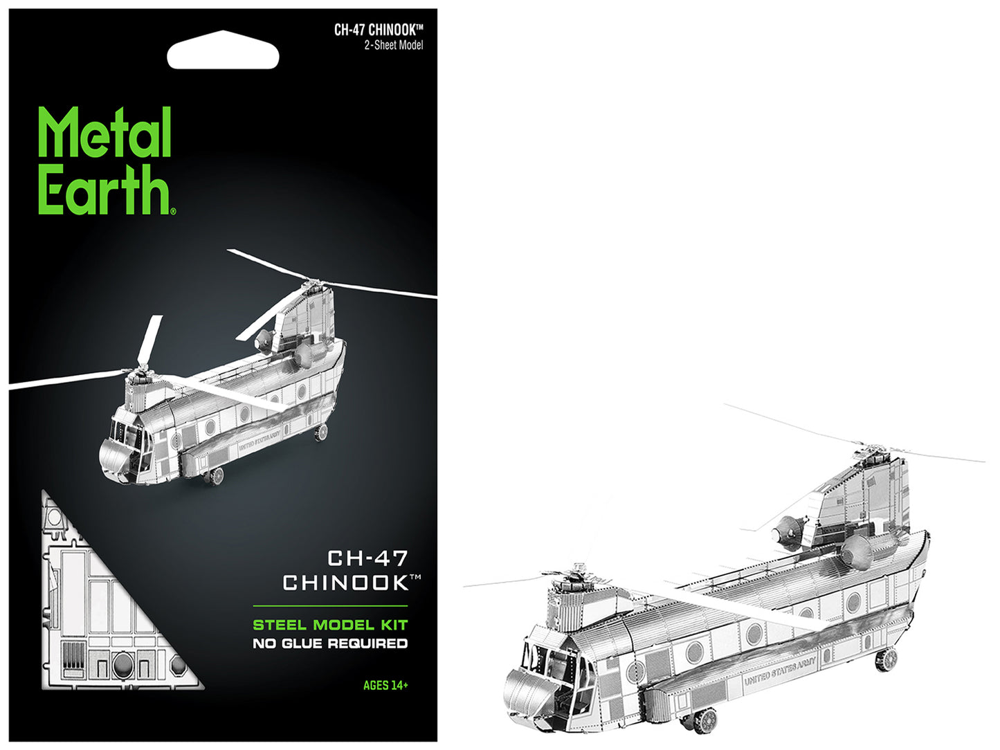 Model Kit Boeing CH-47 Chinook Transport Helicopter (Moderate Difficulty) Steel Model by Metal Earth