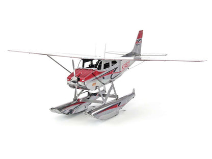 Model Kit Cessna 182 Floatplane White and Red (Moderate Difficulty) Steel Model by Metal Earth