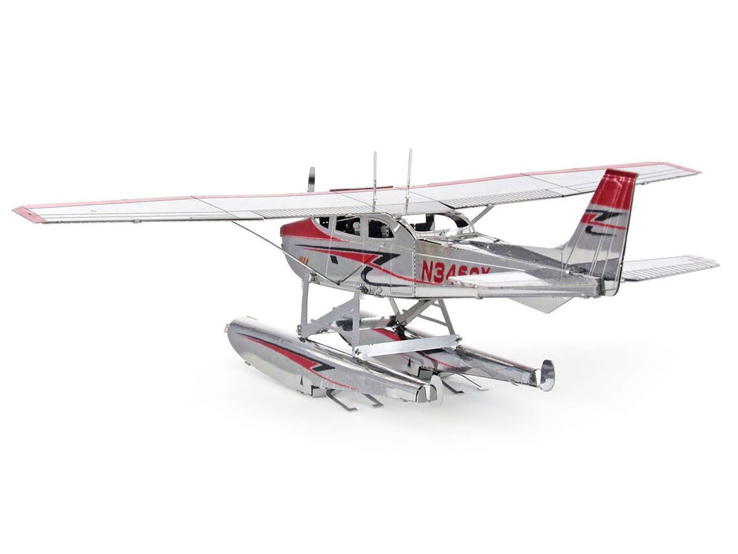 Model Kit Cessna 182 Floatplane White and Red (Moderate Difficulty) Steel Model by Metal Earth