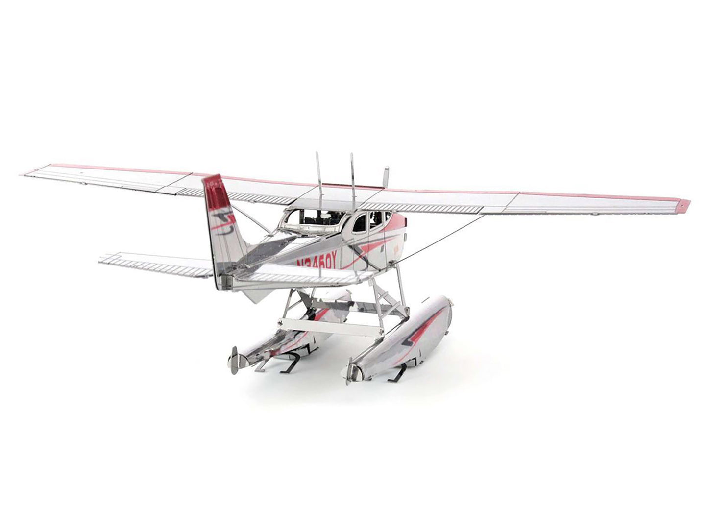 Model Kit Cessna 182 Floatplane White and Red (Moderate Difficulty) Steel Model by Metal Earth