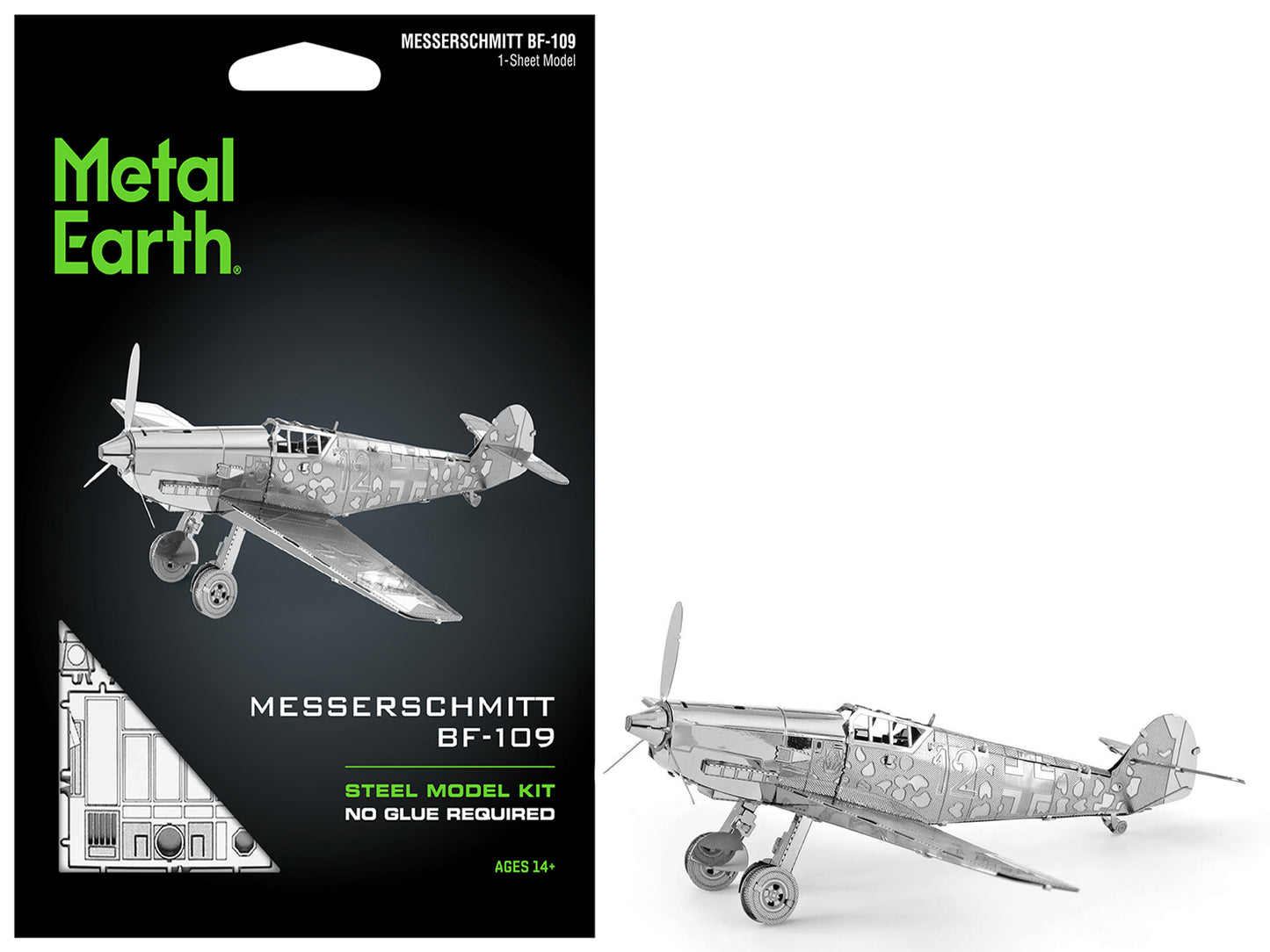 Model Kit Messerschmitt BF-109 Fighter Aircraft "German Luftwaffe" (Moderate Difficulty) Steel Model by Metal Earth