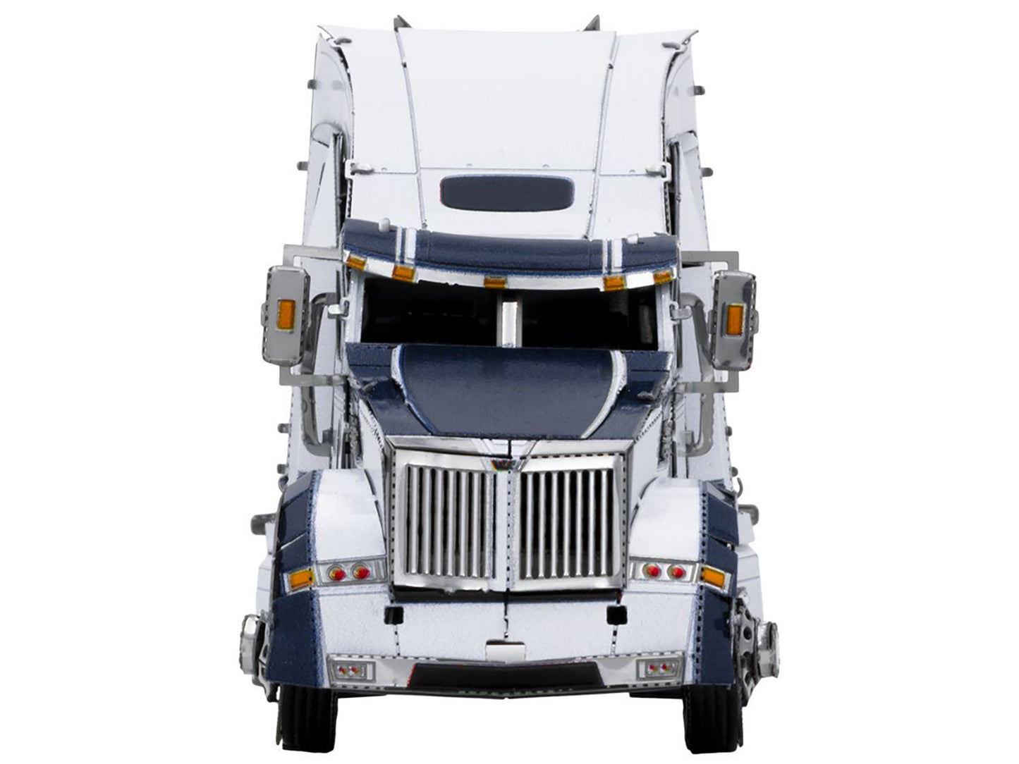 Model Kit Western Star 5700XE Phantom Truck White with Blue Stripes (Challenging Difficulty) Steel Model by Metal Earth