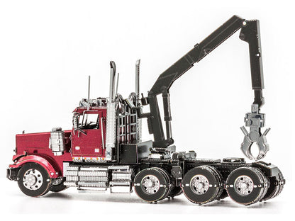 Model Kit Western Star 4900SF Log Truck Red (Challenging Difficulty) Steel Model by Metal Earth