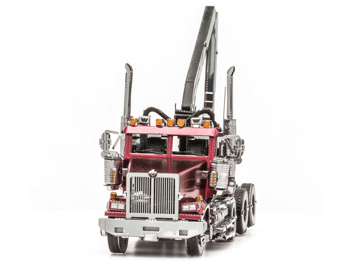 Model Kit Western Star 4900SF Log Truck Red (Challenging Difficulty) Steel Model by Metal Earth