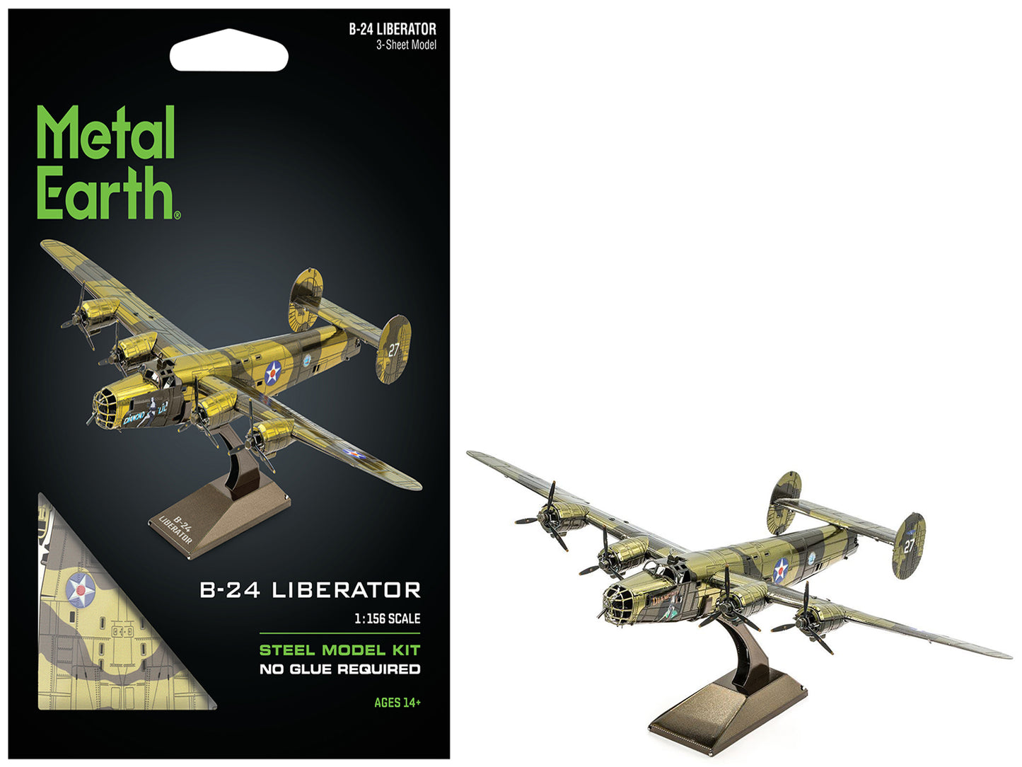 Model Kit Consolidated B-24 Liberator Bomber Aircraft "Diamond Lil" United States Army Air Forces (Challenging Difficulty) Steel Model by Metal Earth