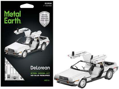 Model Kit DeLorean Brushed Metal (Moderate Difficulty) Steel Model by Metal Earth