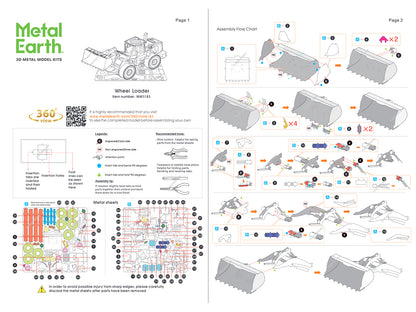 Model Kit Wheel Loader Orange and Black (Challenging Difficulty) Steel Model by Metal Earth