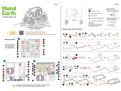 Model Kit Wild West Stagecoach (Moderate Difficulty) Steel Model by Metal Earth
