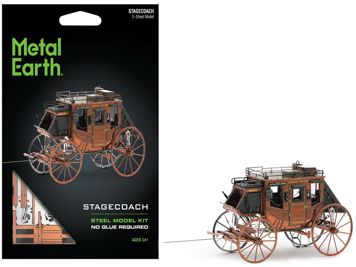 Model Kit Wild West Stagecoach (Moderate Difficulty) Steel Model by Metal Earth