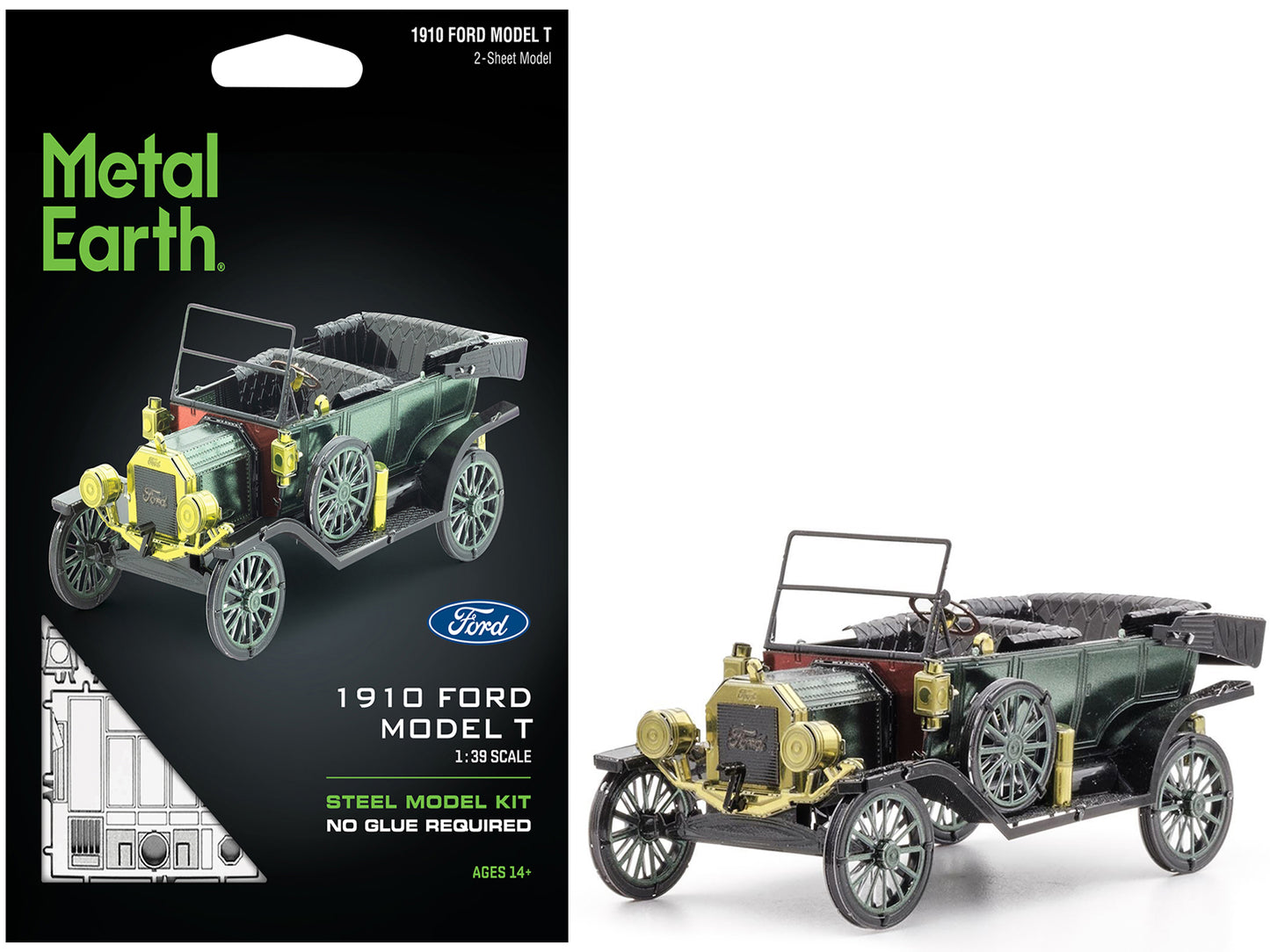 Model Kit 1910 Ford Model T Green (Moderate Difficulty) Steel Model by Metal Earth