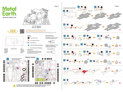 Model Kit 1931 Ford Model A Pickup Truck Green (Moderate Difficulty) Steel Model by Metal Earth