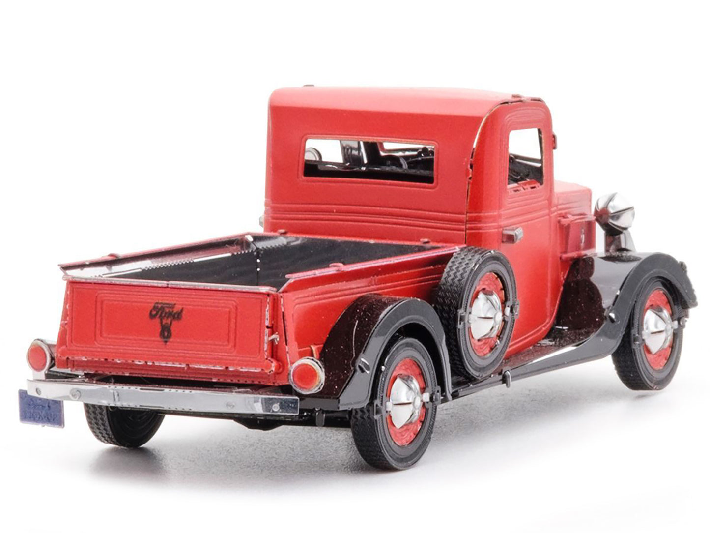 Model Kit 1937 Ford Pickup Truck Red and Black (Moderate Difficulty) Steel Model by Metal Earth